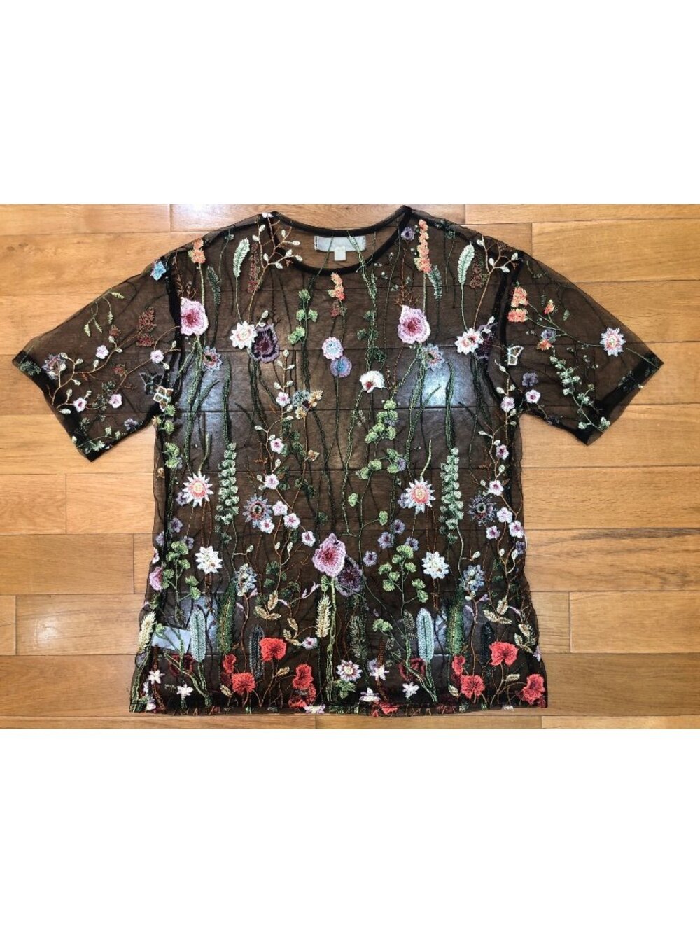 Penelope Project Sheer Floral Embroidered Top Artsy Ethereal Whimsical Size M